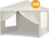 Bol.com Happyment Partytent open - Beige - Met zijwanden - Opvouwbaar - Easy up - Paviljoen - Waterdicht weerbestendig - 3x3 m aanbieding