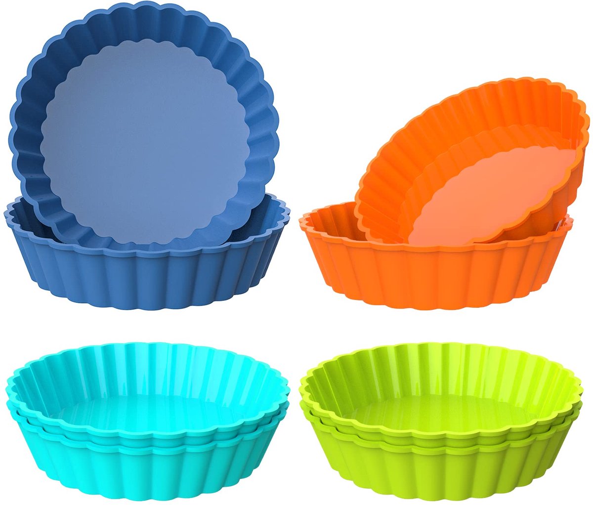 My Ninki ® Set van 8 Veelzijdige Siliconen Mini Tartelette en Quiche Bakvormpjes voor Heerlijke Creaties