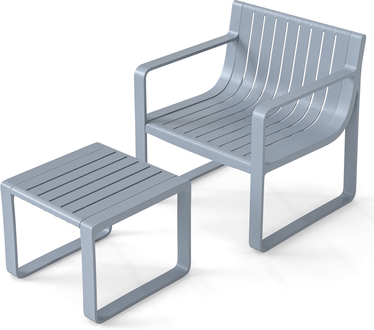 COSTWAY 2-delige tuinmeubelset, weerbestendige balkonset van PP, balkonmeubelset, tuinstoel met tafel, terrasmeubels, tuinset, zitgroep voor terras, balkon, tuin, grijs