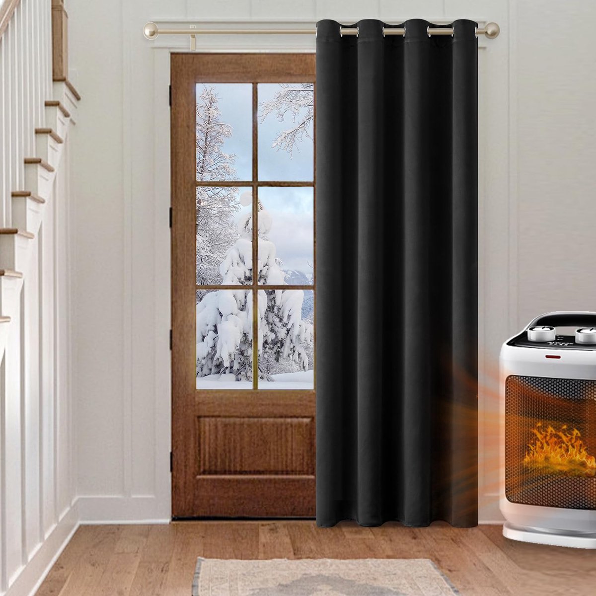 My Ninki ® Gezellige Verduisteringsgordijnen voor Slaapkamer en Woonkamer met Koudebescherming en Warmtebehoud, Zwart, 140 cm