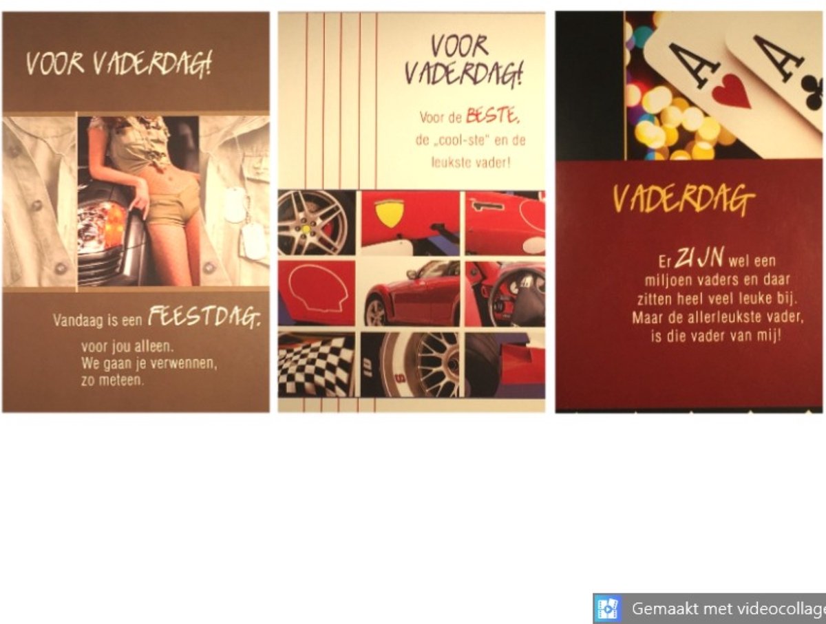6 Luxe Vaderdag Wenskaarten - Vader Papa Wens Kaart - 3 Motieven - Touche Cards - Met Envelop - 16.5x11.5cm - Vatertag - Fete des Peres - Father's Day