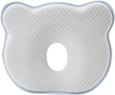 MINIIYOU® Oreiller Bébé tête plate bleu | Contre l'arrière de la tête | Attitude préférée | 100% coton - Rembourrage 100% mousse mémoire | Forme d'ours | Pour Bébé de 0 à 12 mois | Dormir