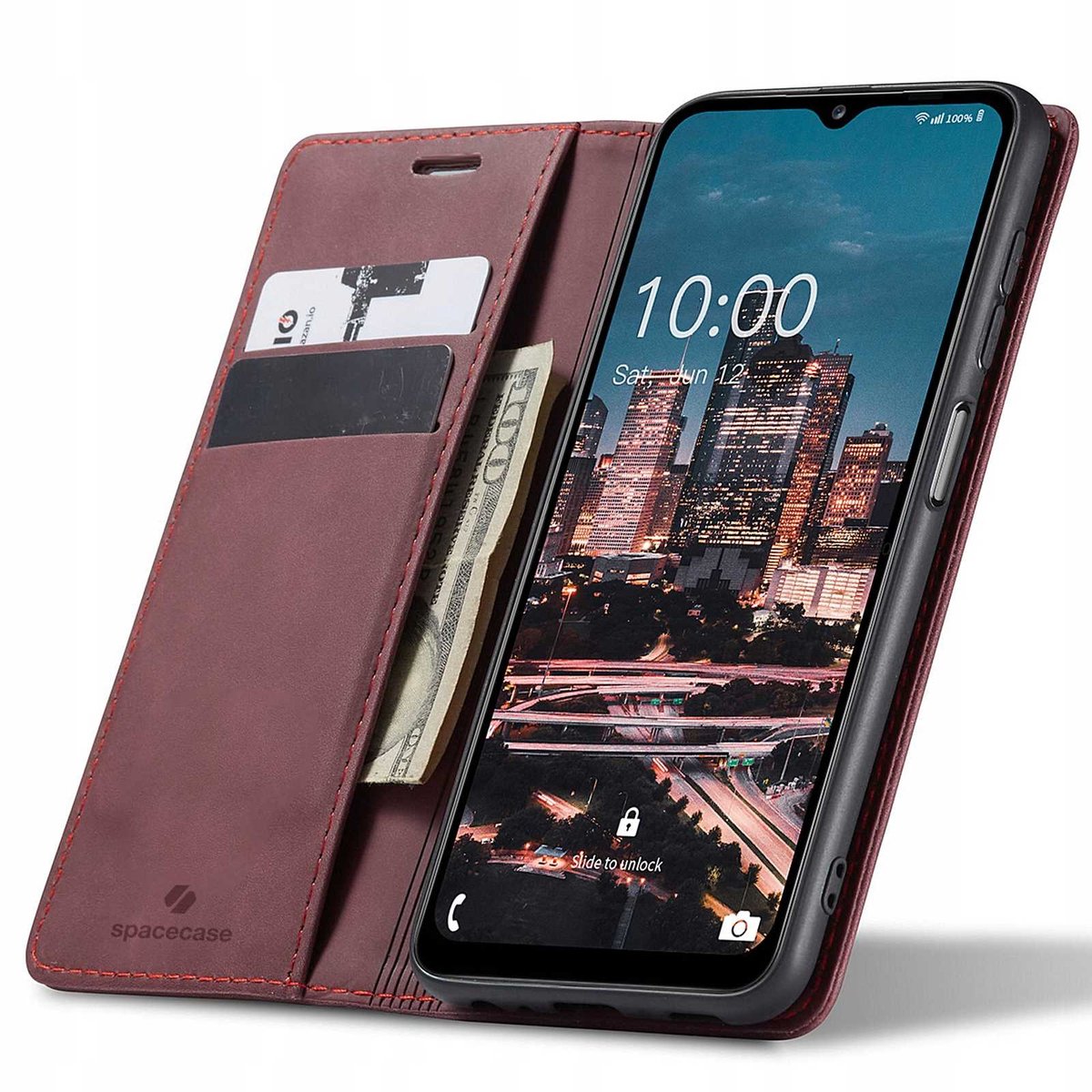 Spacecase Wallet Case Voor Samsung Galaxy A14 5G Rode Cover