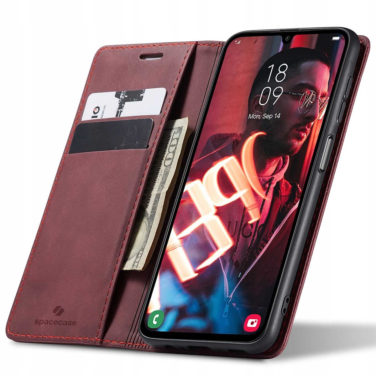Spacecase Case Wallet Cover Voor Samsung Galaxy A24 Rood