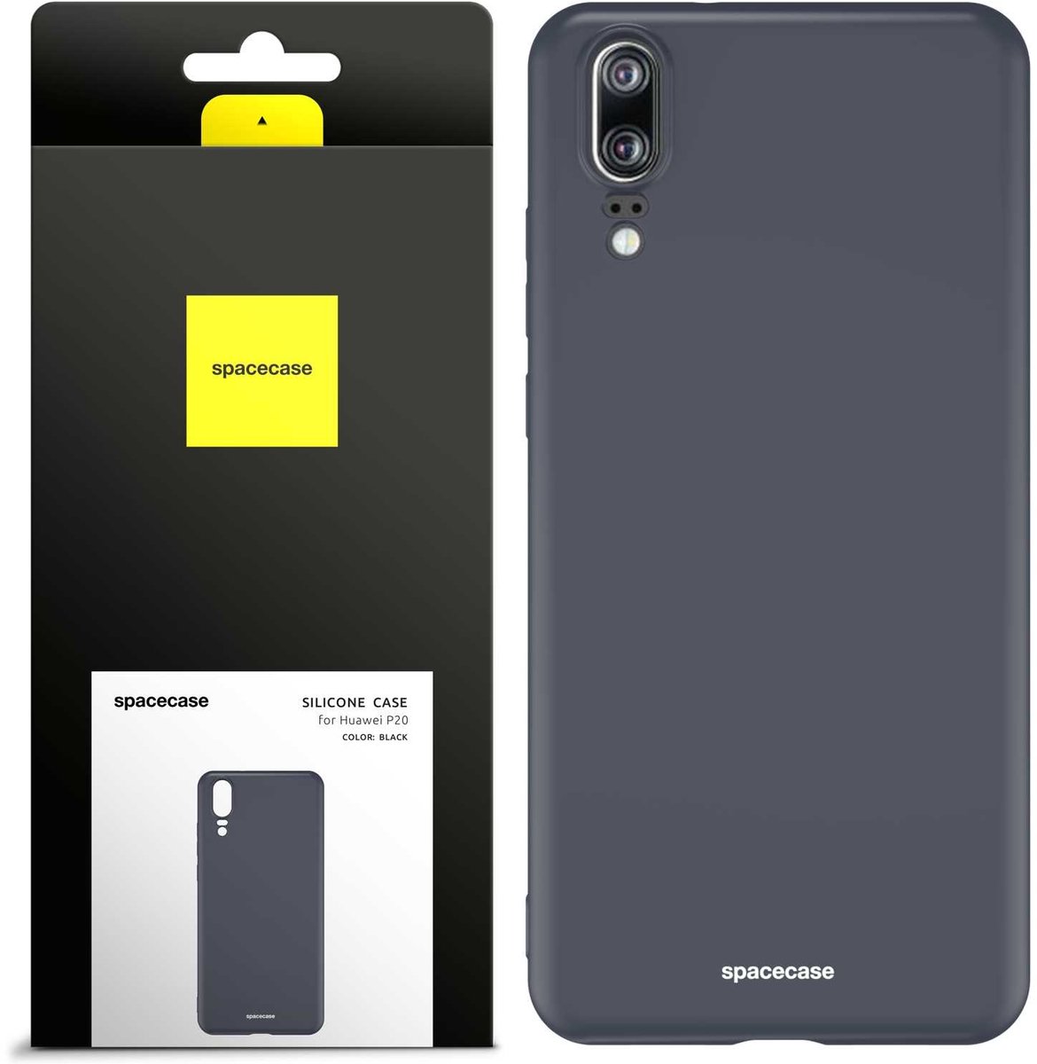 Spacecase Siliconen Case Cover Voor Huawei P20 Zwart