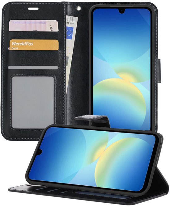 Hoesje Geschikt voor Samsung A26 Hoesje Book Case Hoes Portemonnee Cover Walletcase - Hoes Geschikt voor Samsung Galaxy A26 Hoes Bookcase Hoesje - Zwart