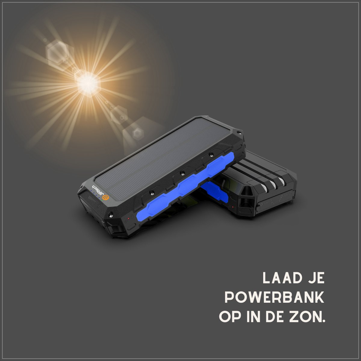 JIR Solar Powerbank 30.000 mAh met Ingebouwde Kabels - afbeelding 2