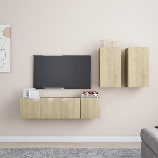 Printerstandaard 44x26x31,5 cm bewerkt hout gerookt eikenkleur