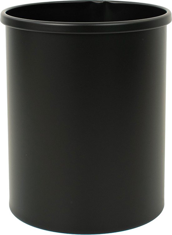 V-Part - Ronde papierbak 15 liter - Steel - zwart - Prullenbak