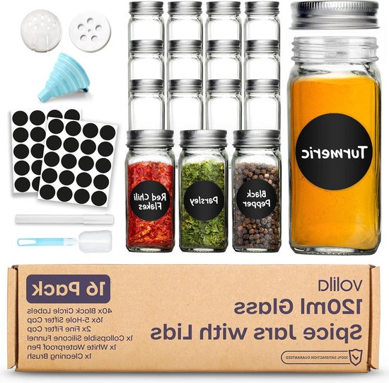 Vilde Zout- en peperstrooier kruidenpotjes, kruidenpotjes, strooibus, kruidendispenser van glas, set van 2