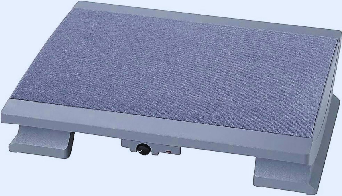 Ergonomische Verwarmbare Voetensteun - In Hoogte Verstelbaar - Antislip En Ruim Comfort Voor Thuis- En Kantoorwerk - 45 x 39 cm - Grijs Met GS-Markering