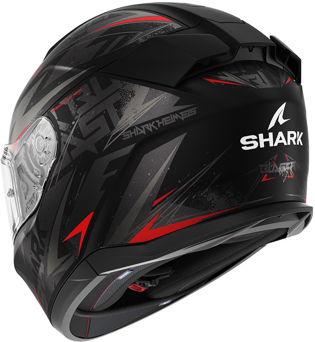 Shark D-SKWAL 3 Blast-R Mat Zwart Antraciet Rood - Maat S - Integraal helm - Scooter helm - Motorhelm - Zwart - Scooterhelmen mannen en vrouwen. – foto 4