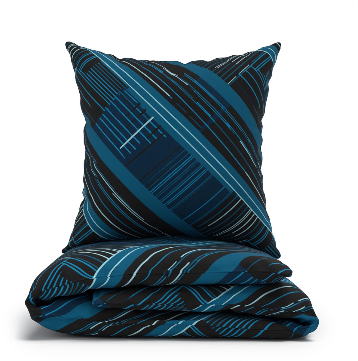 My Ninki ® Abstract Geometrisch Beddengoedset van Katoen voor Comfort en Stijl het Hele Jaar Door blauw geometrisch abstract