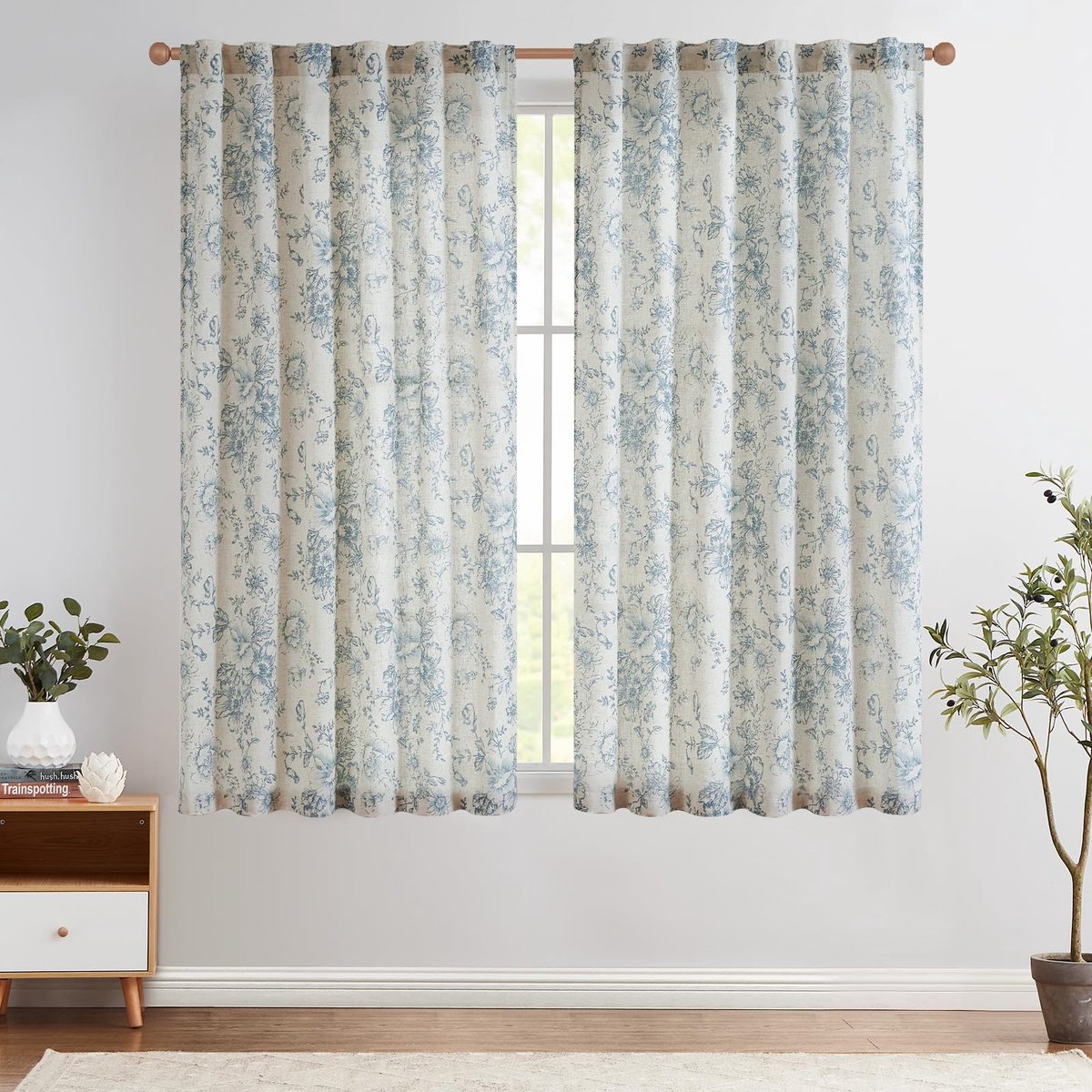 My Ninki ® Charmante Landelijke Gordijnen Met Bloemenpatroon En Verborgen Lussen Voor Stijlvolle Interieurs beige blauw