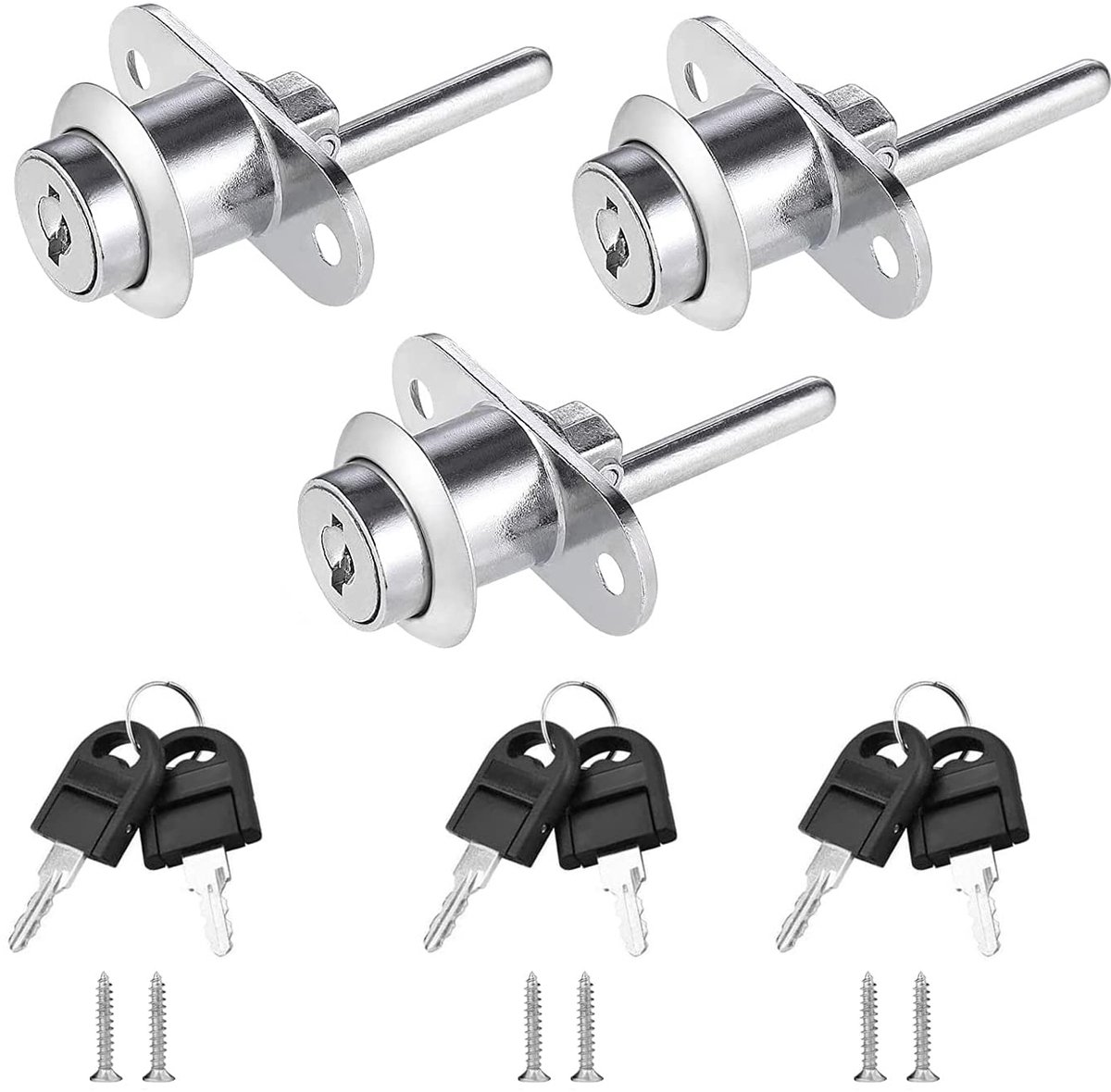 My Ninki ® Ladesloten Set van 3 Stuks voor Kantoor en Thuisgebruik met Sleutels en Chroom Afwerking