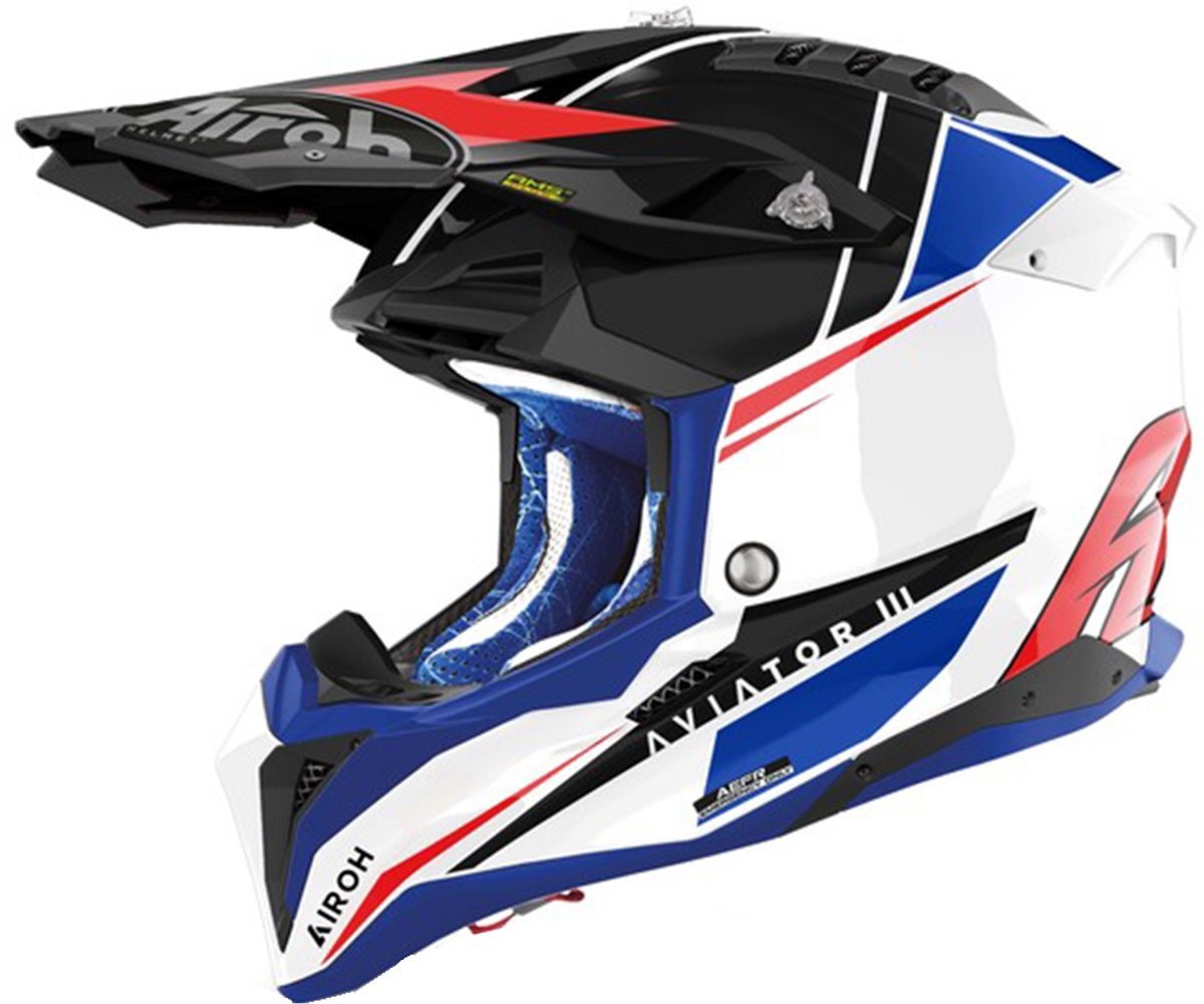 Airoh Aviator 3 Push Blue Red Offroad Helm - Maat XL - Helm