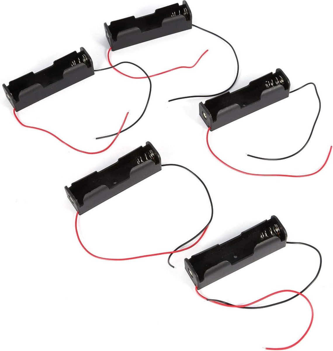Battery Holder Storage Box Case with Wire Leads for Battery - 5pcs White Plastic .