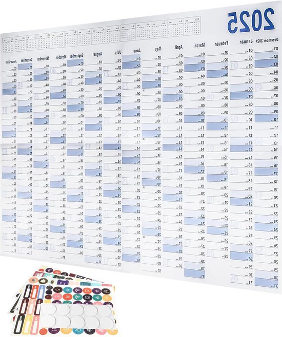 Din A1 Wandkalender für 2025 Jahreskalender Monatsübersicht, (59,4 cm x 84,1 cm),Planer Termine