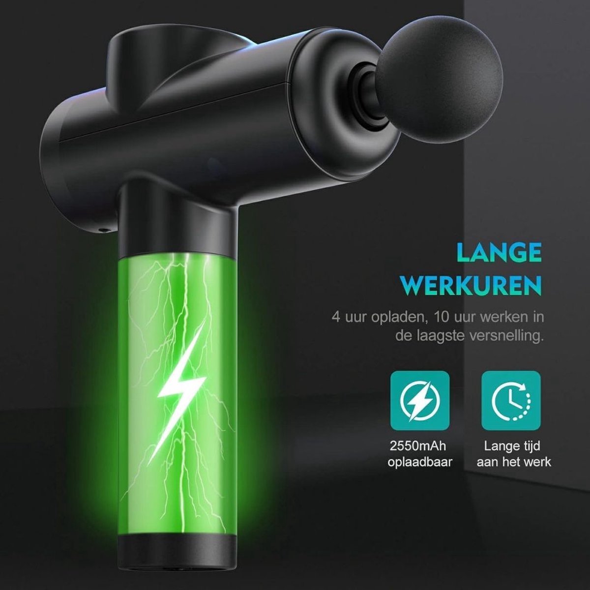 Afbeelding 2 van DailySupplies® Massage Gun Professioneel - Massage Apparaat - Massagegun - Zwart
