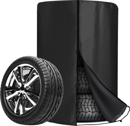 Universele Bandenhoes voor 4 Personen, Autobandbeschermhoes met Ritssluiting en Trekkoord, Bandenhoes, Waterdichte Bandentas, Grote Bandentas(Silver,M:73 * 110cm