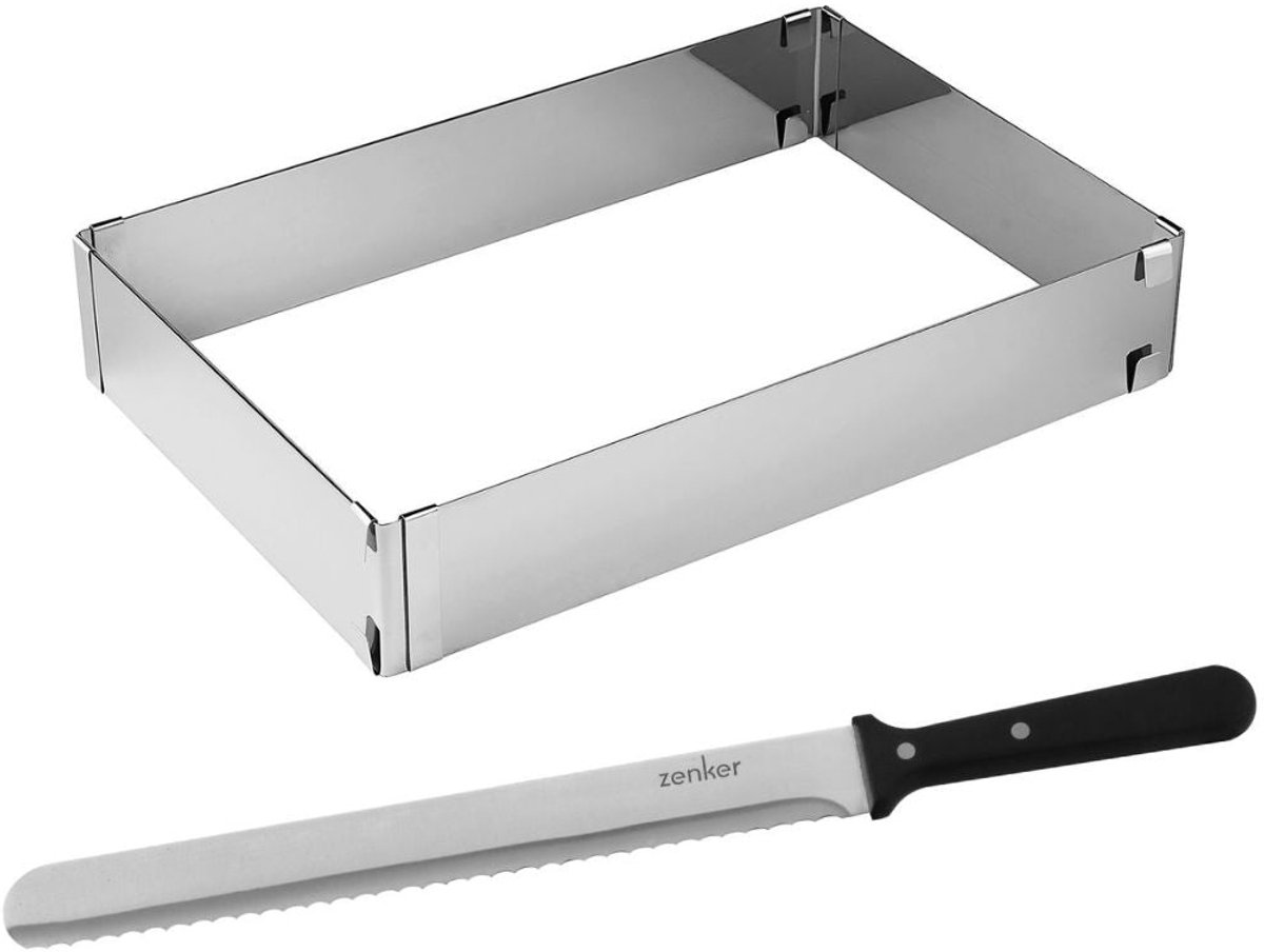 Rechthoekige verstelbare taartvorm en 30 cm banketmes Zenker Smart Pastry
