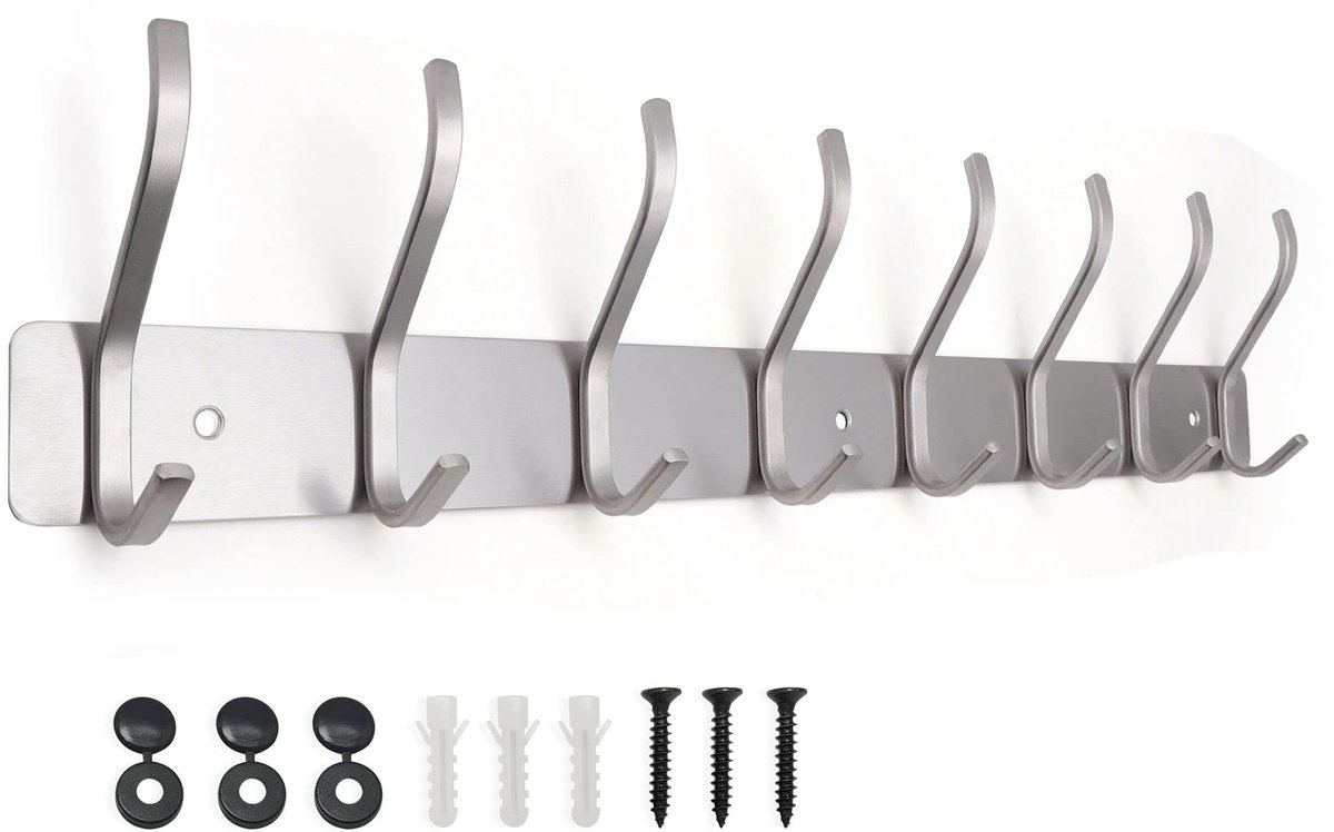 My Ninki ® Stijlvolle Metalen Kapstok met 8 Haken voor Badkamer en Slaapkamer Wandmontage