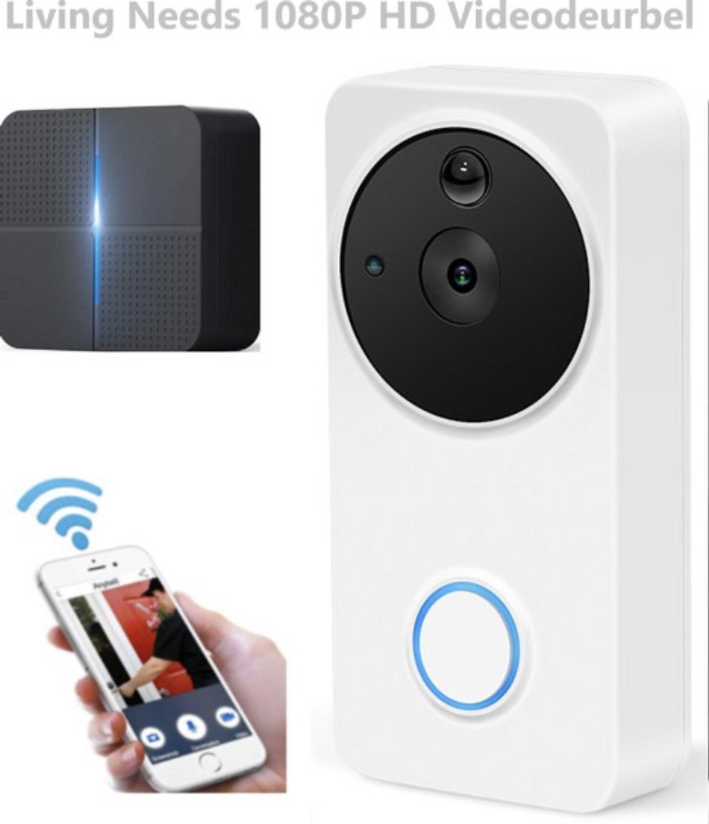 Living Needs Draadloze Deurbel – HD Video Deurbel – Deurbel met Camera - 1080P HD. - Living - €69,95