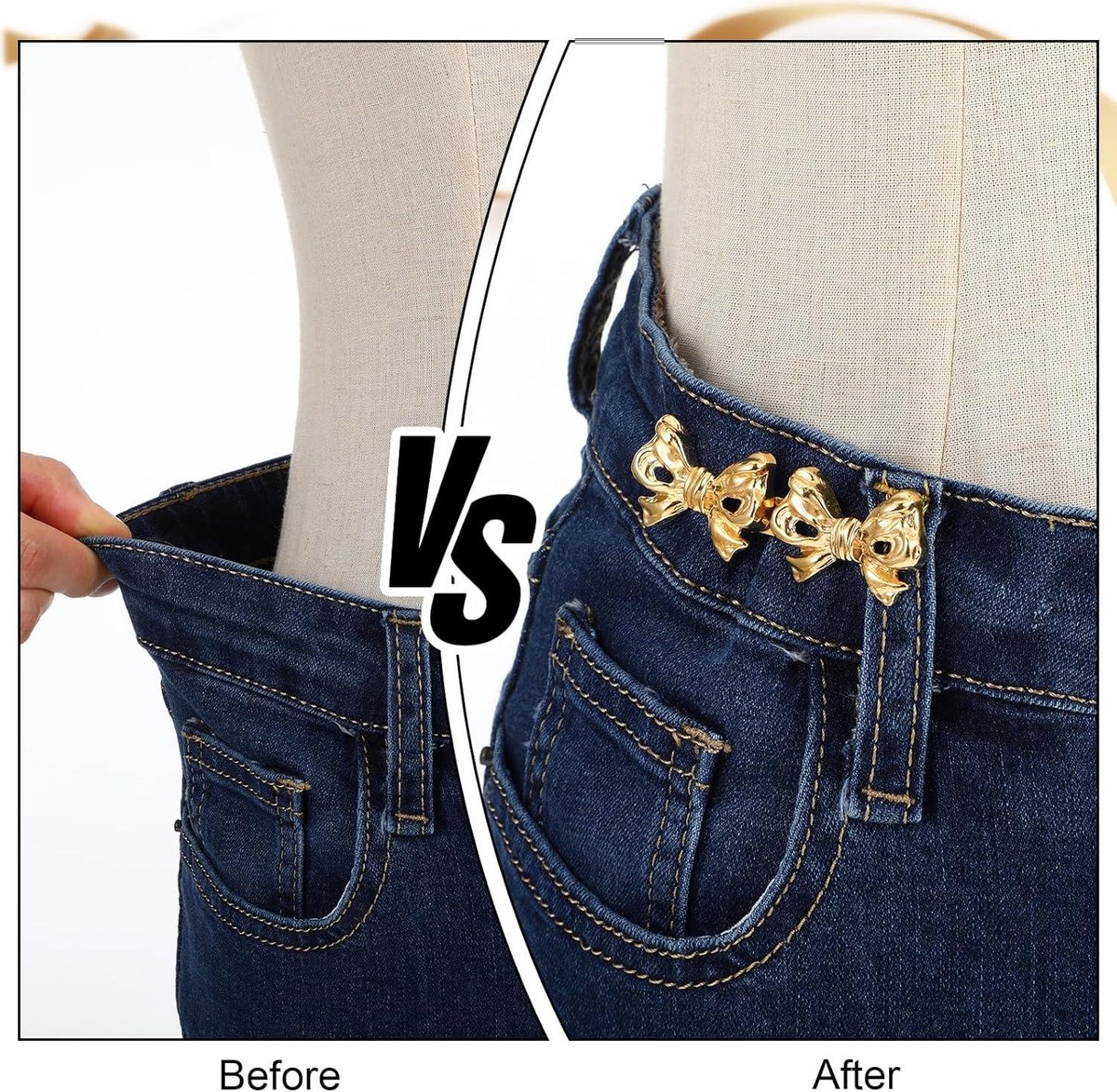 6 Stuks Verstelbare Broek Tailleverkleiner – Broekclips Zonder Naaien (goud, Zilver, Gunmetaal, 5x3 Cm)