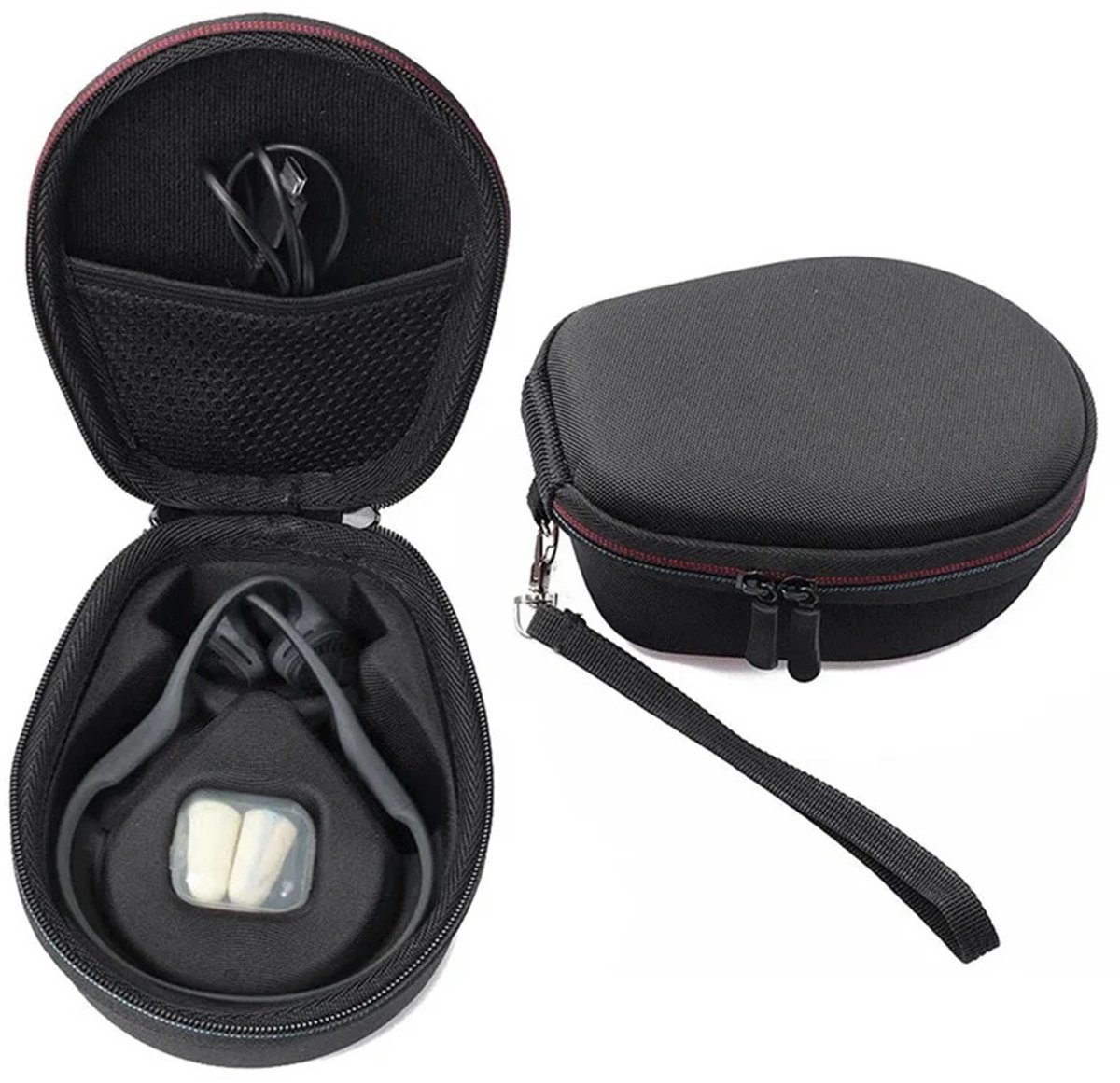 WiseGoods Premium Beschermhoes Geschikt Voor Shokz OpenRun / OpenMove / AfterShokz Aeropex / Trekz / Titanium - Hard Case - Zwart