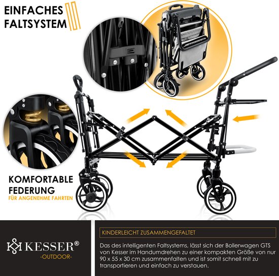KESSER® Bolderkar GTS-9100 opvouwbaar met Dak tot 80 kg draagvermogen - Grijs van KESSER — afbeelding 5