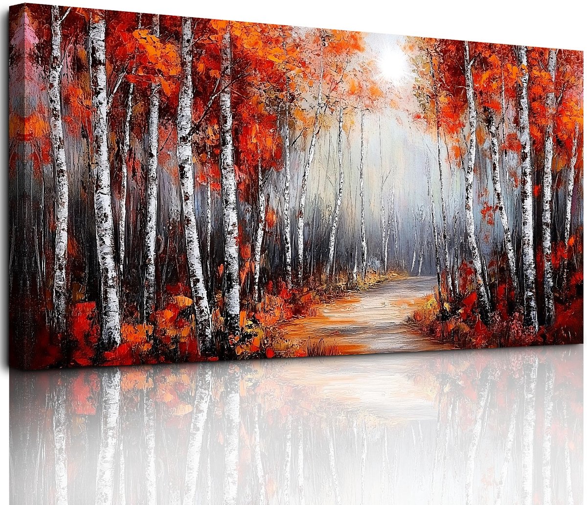 My Ninki ® Adembenemende Rode Boslandschap Canvas Wanddecoratie voor Elke Ruimte in Huis of Kantoor