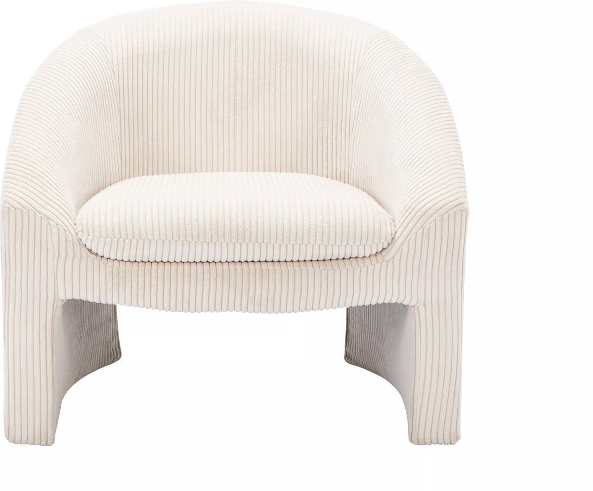 Vente-unique Fauteuil in gebroken wit ribfluweel OSSANA Crème