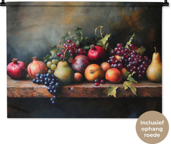 Tapisserie murale 90x67,5 cm - Tenture murale rustique - Nature morte - Fruits - Tapisserie - Tapisseries