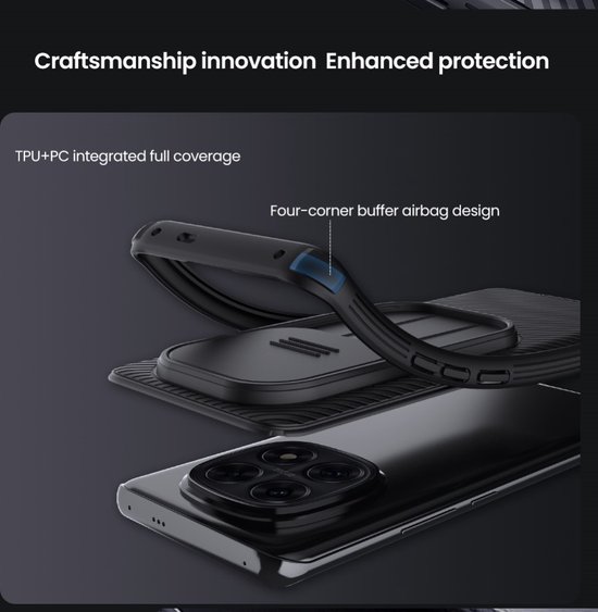 Nillkin Case - Convient pour Xiaomi Redmi Note 14 Pro 5G / Poco X7 Case - Nillkin CamShield Pro Back Cover - Zwart