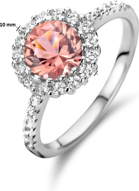 Ring en Argent rhodié morganite avec zircone et halo Wit 1335843