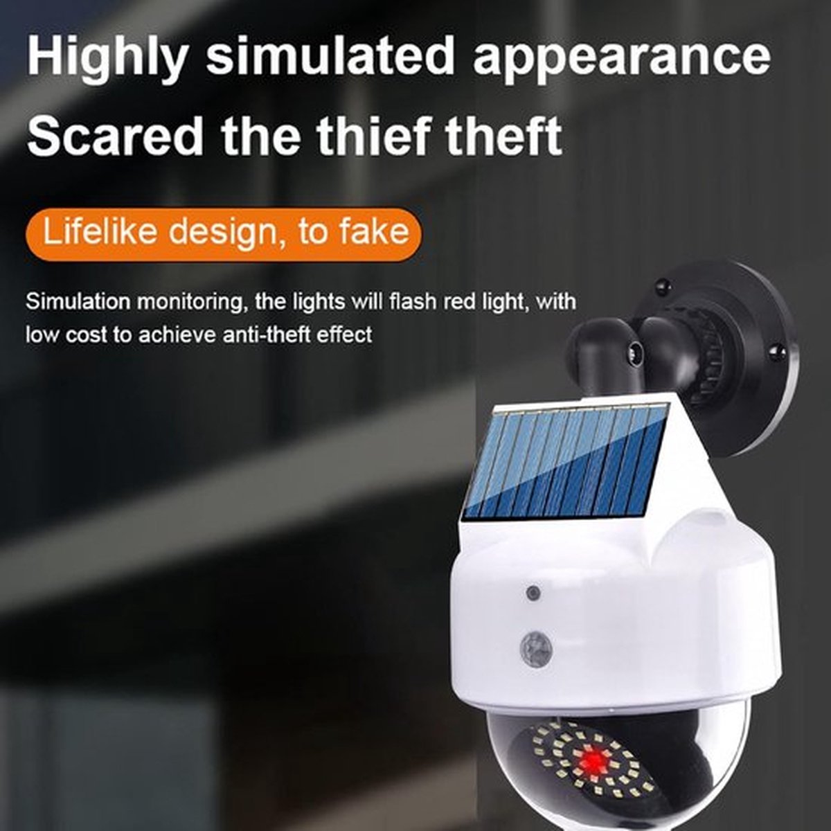 Bera Home - Solar Dummy Camera met Bewegingssensor - Nep Beveiligingscamera Buiten - Zonnepaneel Gevoed - 3 Verlichtingsmodi - IP66 Waterdicht - Ideaal voor Huis, Tuin, Veranda, Garage & Oprit - 1 Stuk – foto 4