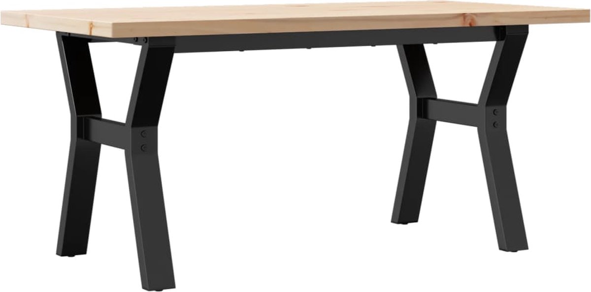 vidaXL Salontafel - Y-frame - 100x50x45 - cm - massief - grenenhout - en - staal Bruin