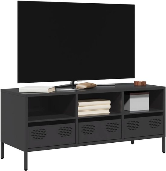 Meuble TV vidaXL - Zwart - 101,5 x 39 x 43,5 cm - Meuble TV en acier - Meuble TV - Meuble de rangement