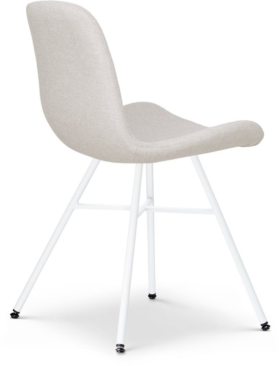 Nolon Noa-Fé Set de 2 Chaises de salle à manger Beige - Tissu - Piètement Wit - Moderne