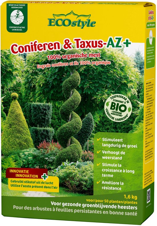 ECOstyle Coniferen & Taxus-AZ Organische Tuinmest - Sterke & Diepgroene Coniferen -...