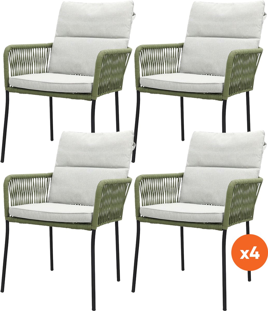 Set van 4 - Teresa dining tuinstoel Rope - Green