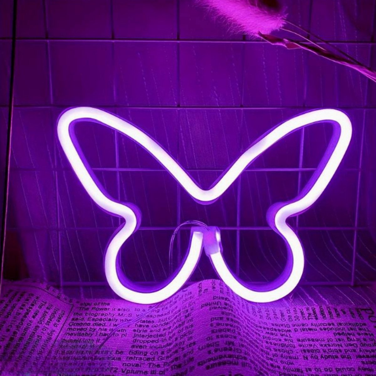ZoeZo - Neon Wandlamp Vlinder - Paars - Butterfly - LED - Neon Verlichting - Sfeerverlichting - Led lamp - Neonlicht - Neon lamp