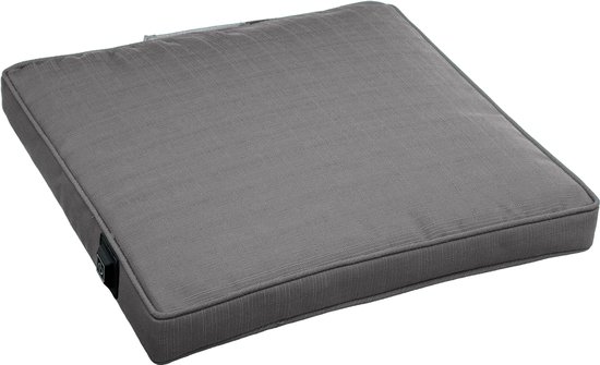 Warmpi® Verwarmd Outdoor Zitkussen – Incl. 10.000mAh Powerbank – Waterafstotend & UV-bestendig – 3 standen – 5cm Comfort Foam – 40x40x5 cm – Grijs – Antraciet Draadloos Warmtekussen / Tuinkussen voor Binnen & Buiten