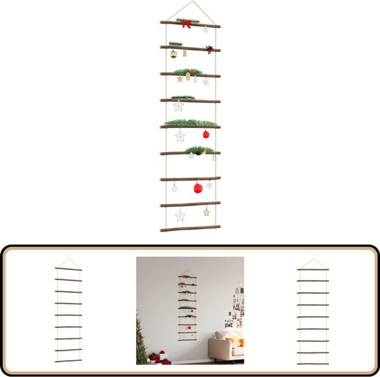 vidaXL Wanddecoratie Laddervormig - 50x150 cm - Hout Houten Wanddecoratie - Laddervormig Decor - Landelijk Interieur - Vintage Stijl - Muurhanger