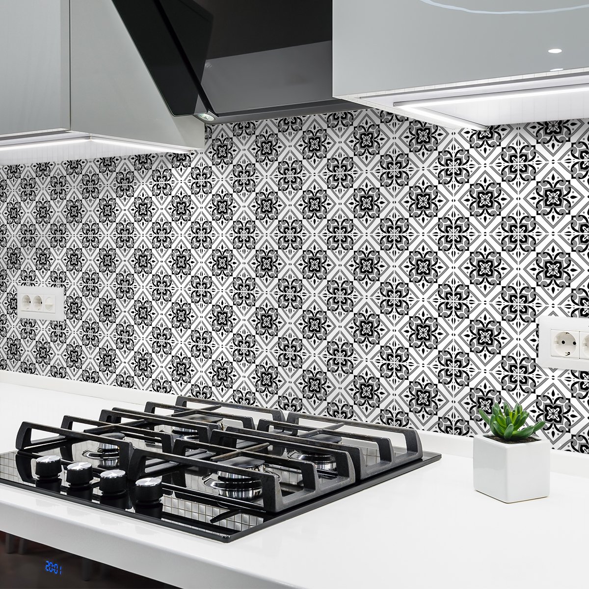 Ambiance Sticker Zelfklevende tegelmuurstickers voor keuken en badkamer - 24 cementtegelstickers, Azulejos Jiania - 24 stickers, 20x20cm Multi color