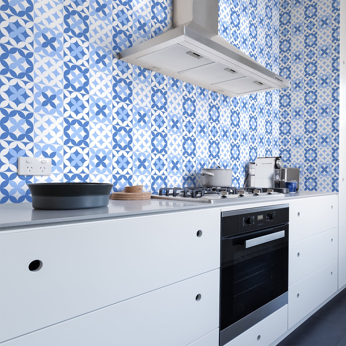 Ambiance Sticker Zelfklevende tegelmuurstickers voor keuken en badkamer - 60 tegelstickers, Azulejos Lorenz-stijl - 60 stickers, 10x10 cm Multi color