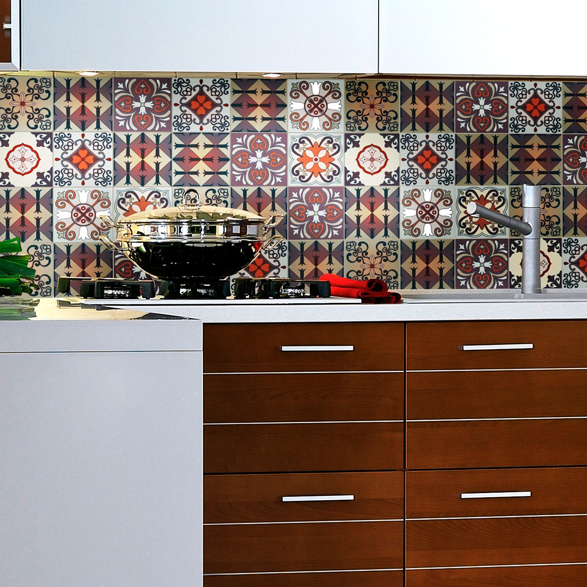 Ambiance Sticker Zelfklevende tegelmuurstickers voor keuken en badkamer - 9 klassieke vintage Azulejo tegelstickers - 9 stickers 10x10cm Multi color