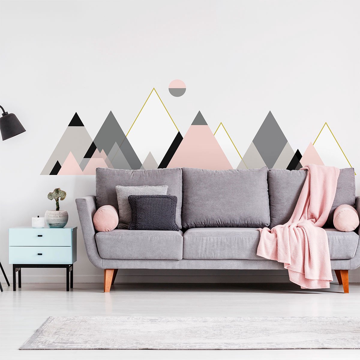 Ambiance Sticker Muurstickers - Decoratie voor slaapkamer/woonkamer - Gigantische muursticker van de Scandinavische bergen, LIVINGSTON - 110x165cm Multi color