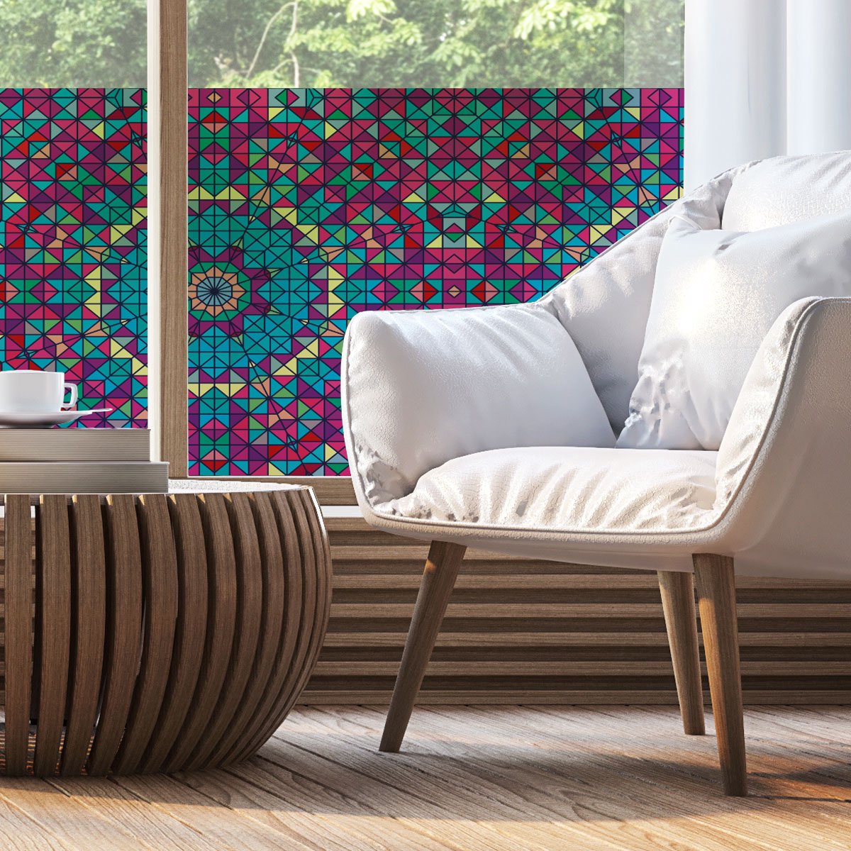 Privacy raamfolie - MAUVE GLAS-IN-LOOD - Stickers voor ramen en douchedeuren - 40x100cm