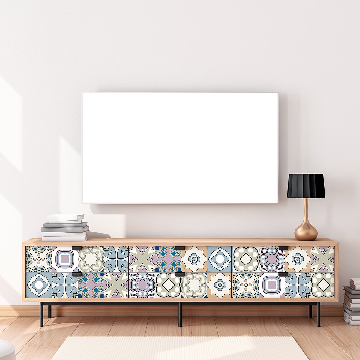 Ambiance Sticker Meubeldecoratiestickers - Zelfklevende stickers voor keuken en woonkamer - 24 gele meubeltegelstickers - 24 stickers 10x10cm Multi color
